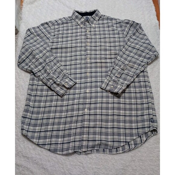 Chaps Shirt Men's XLT/TGL   Gray-black-white Plaid Long Sleeve Button Up - Picture 1 of 11